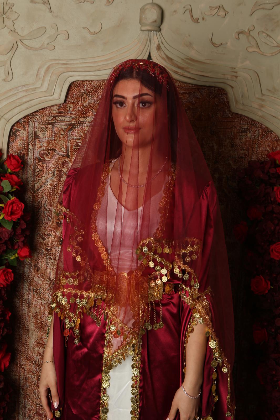 Burgundy Coin Veil