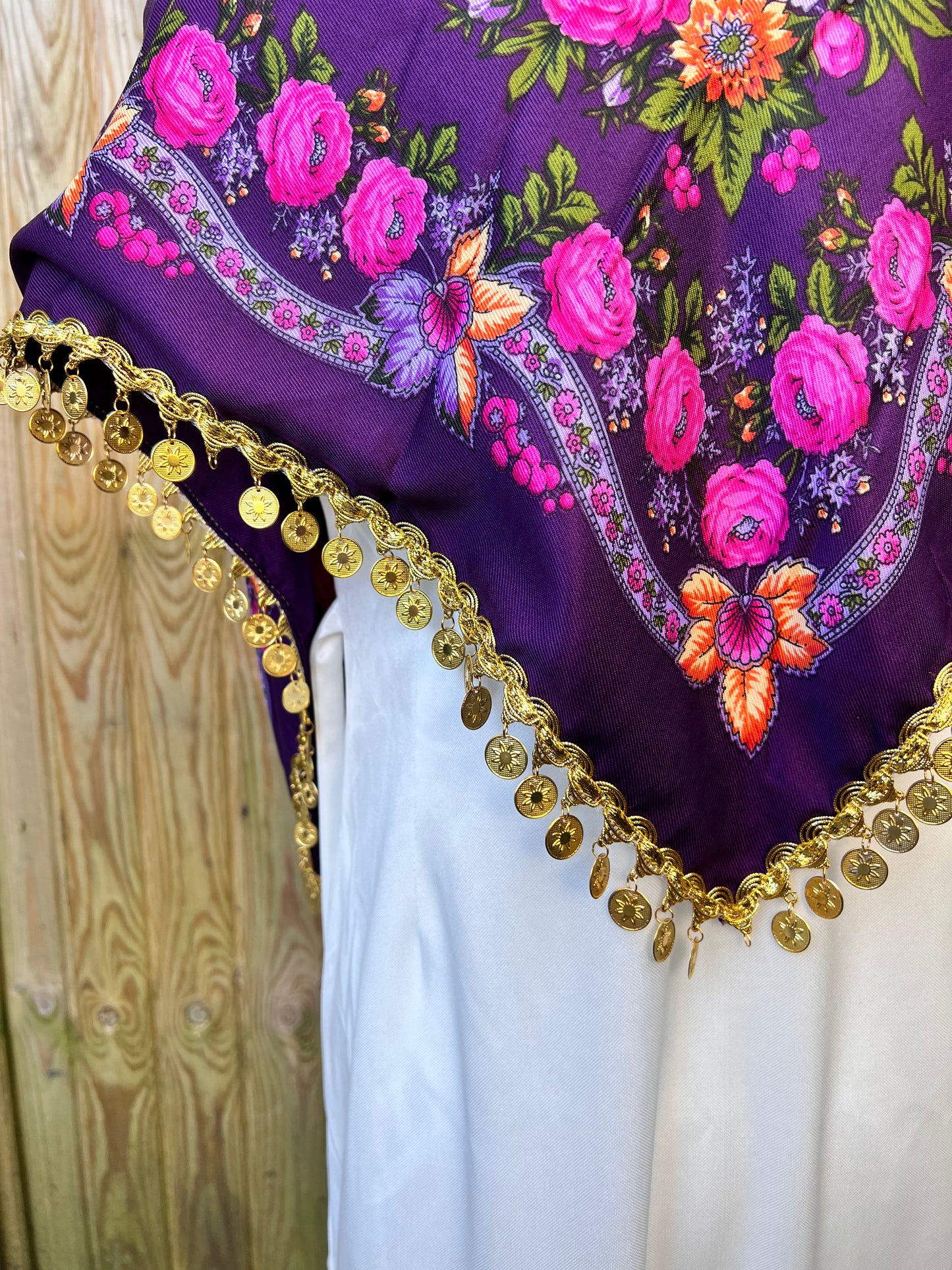Women's Gold Detail Keffiyeh in Purple