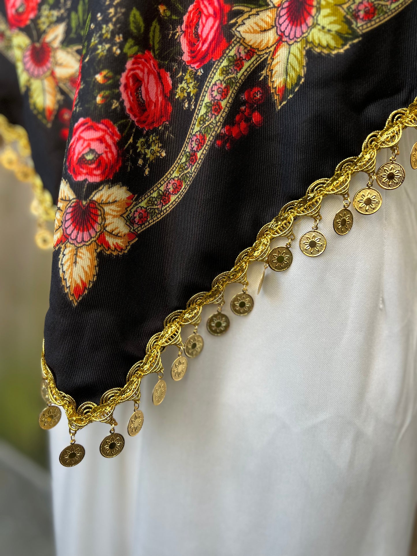 Women's Keffiyeh With Gold in Black