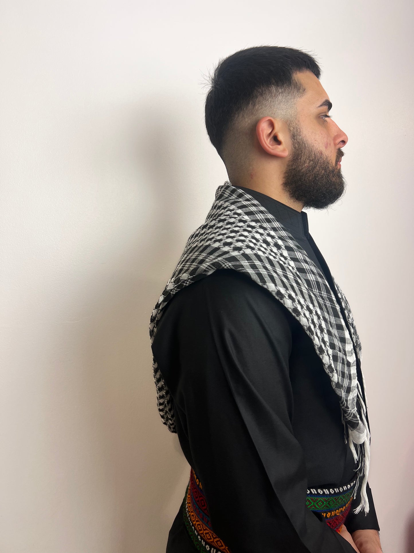 Black and White Men's Keffiyeh