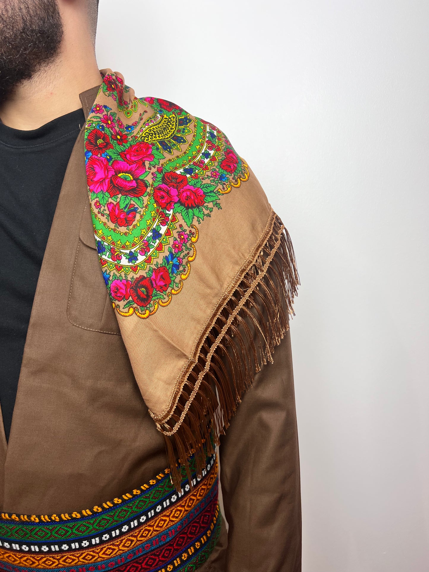 Brown Floral Men's Keffiyeh