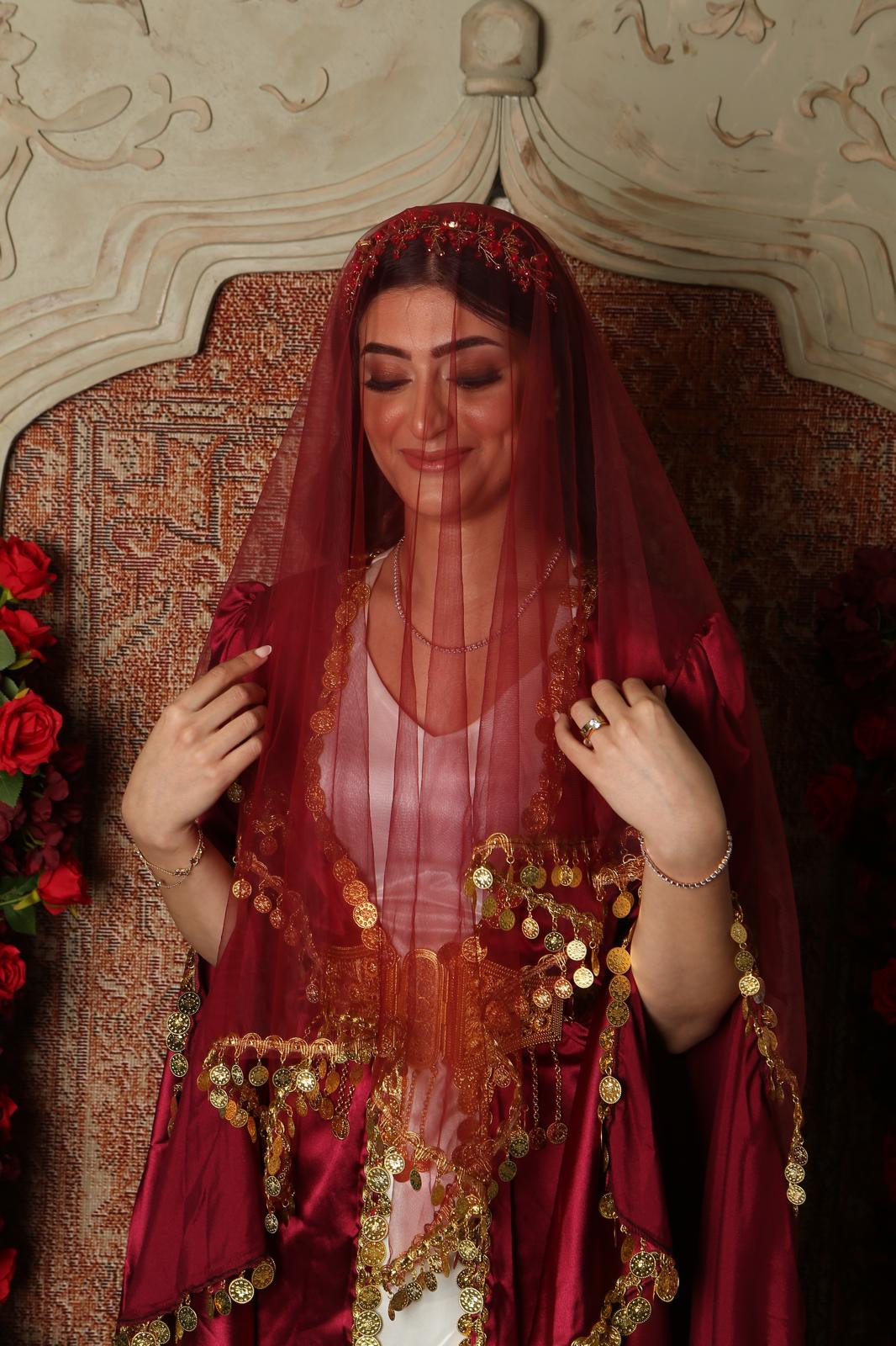 Burgundy Coin Veil