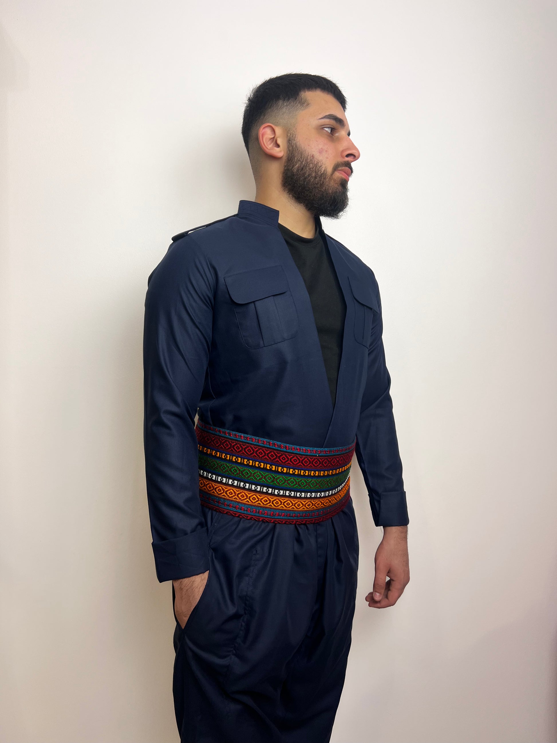 Navy Men's Kurdish Attire – House of Xezal Navy Men's Kurdish Attire – House of Xezal
